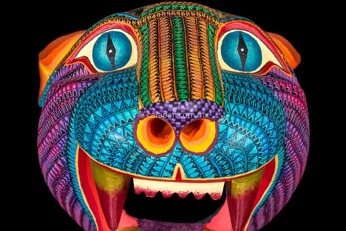 Big Jaguar Head Oaxacan Wood Carving Alebrije