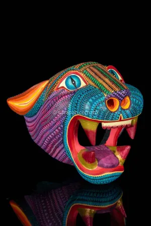 Big Jaguar Head Oaxacan Wood Carving Alebrije