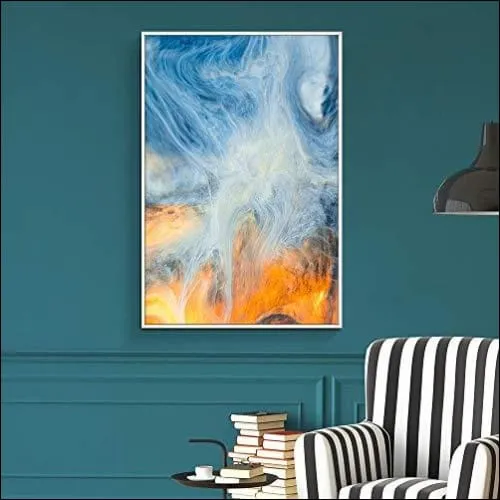 Blue Smoke Abstract Framed Canvas Wall Art