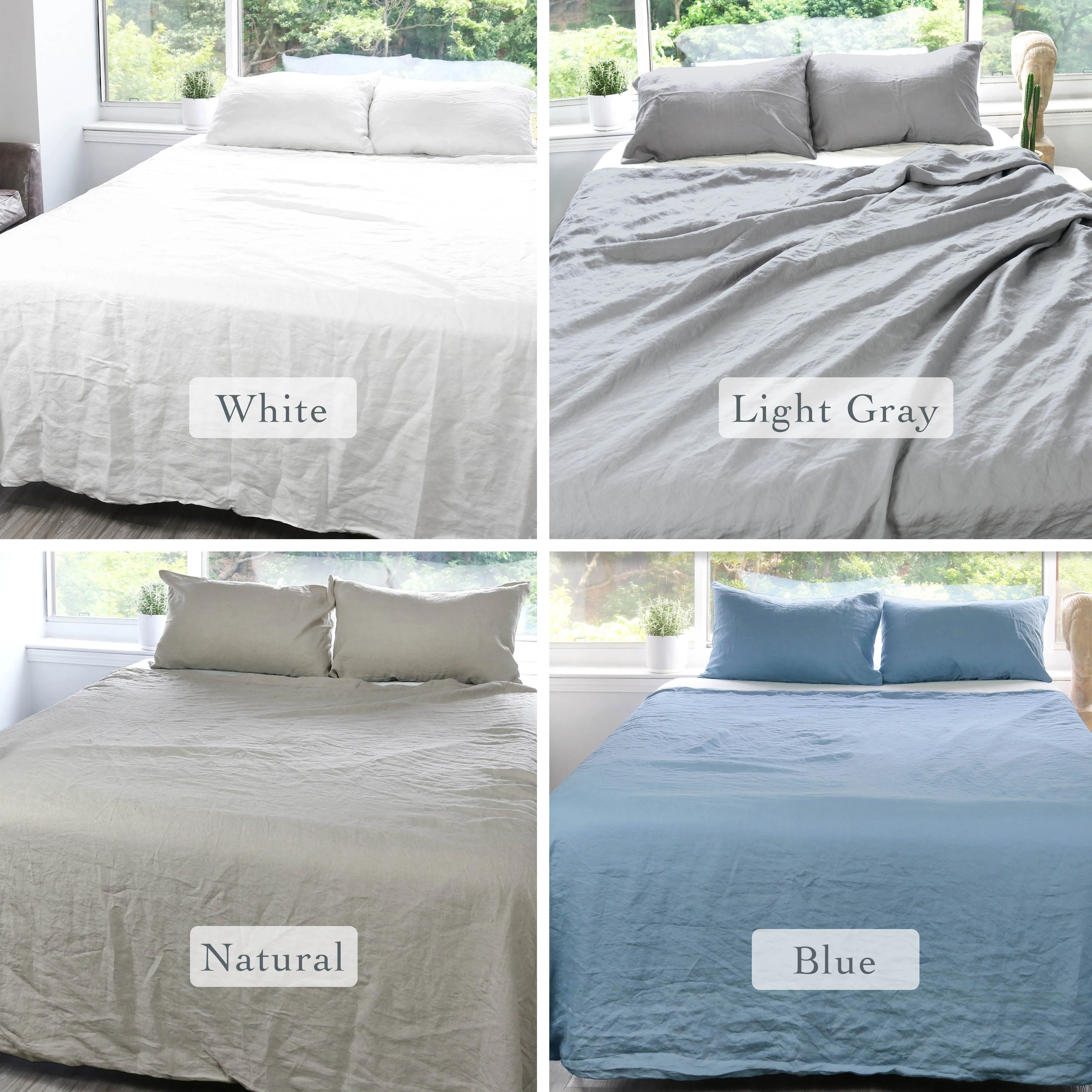 Blue Stonewashed Duvet Cover Set Organic 100% French Linen