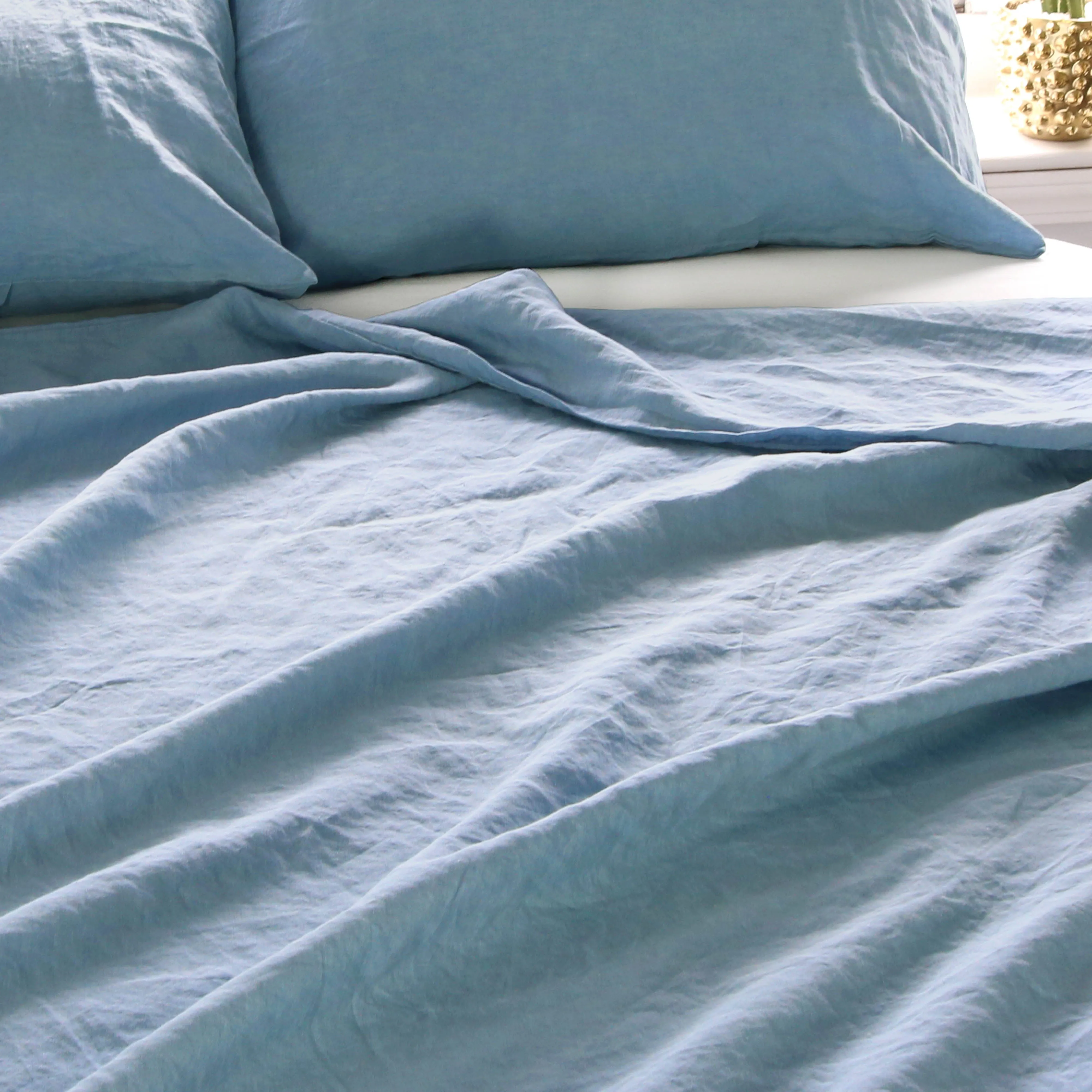 Blue Stonewashed Duvet Cover Set Organic 100% French Linen