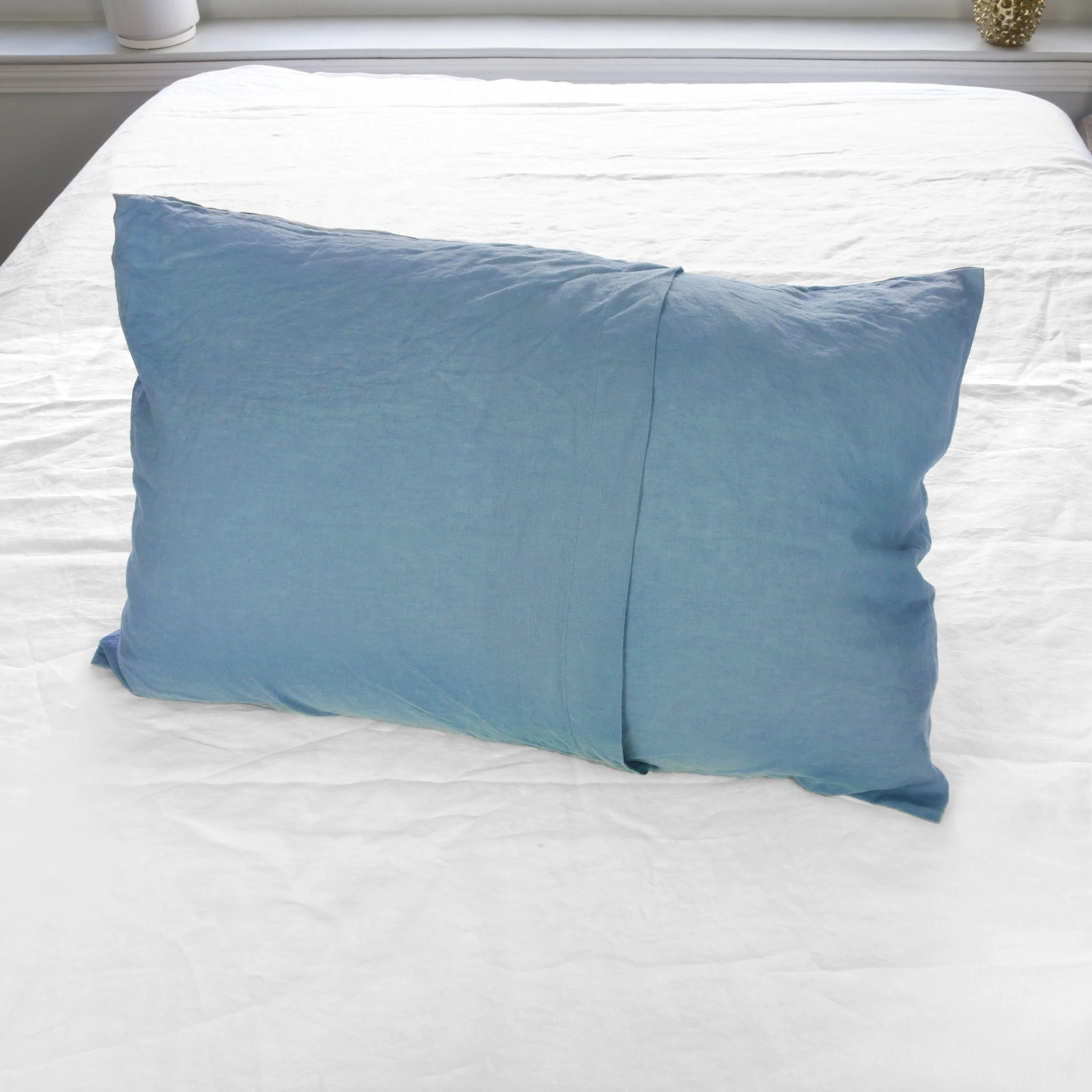 Blue Stonewashed Duvet Cover Set Organic 100% French Linen