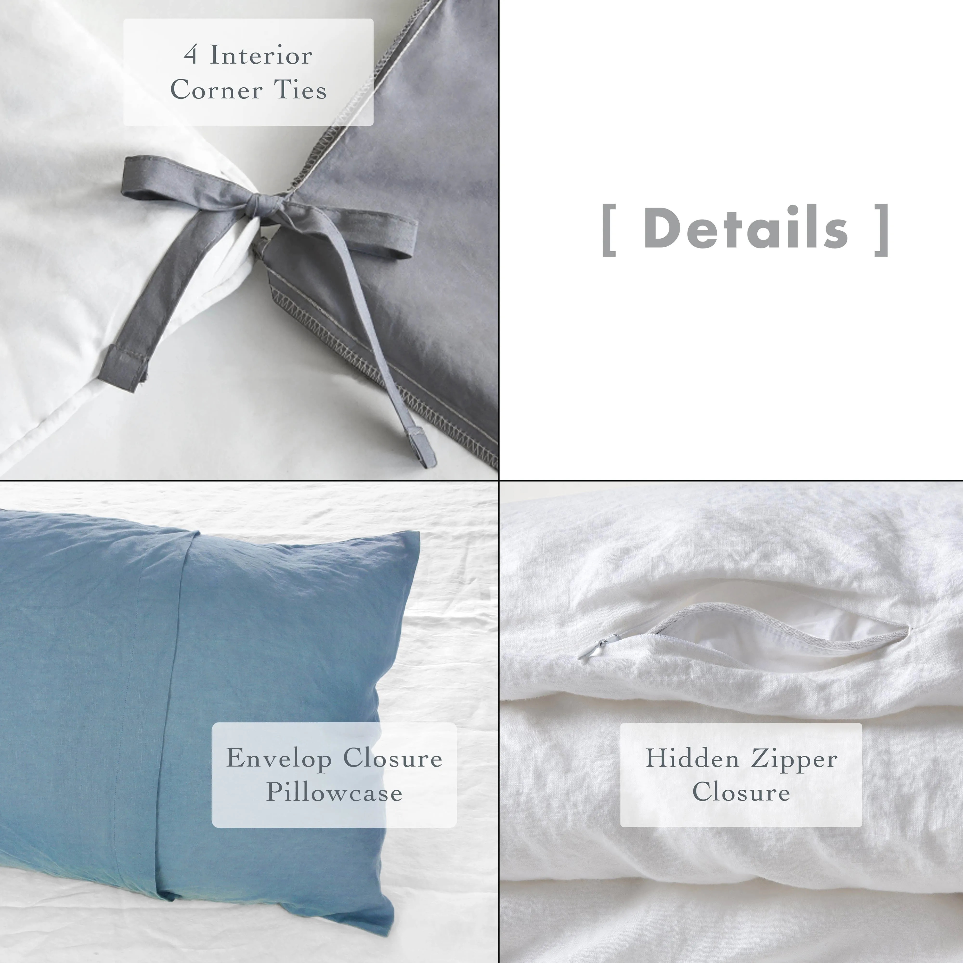Blue Stonewashed Duvet Cover Set Organic 100% French Linen