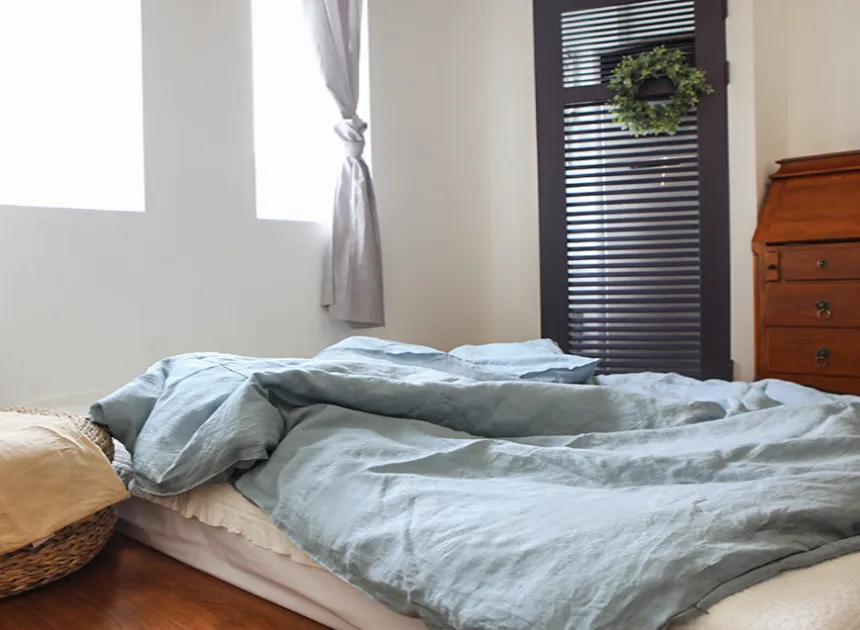 Blue Stonewashed Duvet Cover Set Organic 100% French Linen