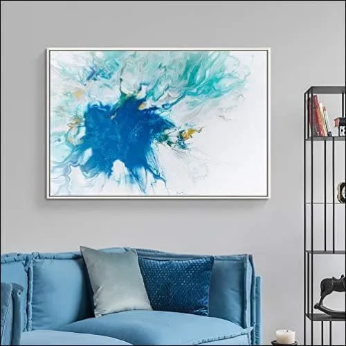Blue Swirl Abstract Framed Canvas Wall Art