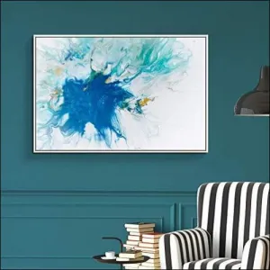 Blue Swirl Abstract Framed Canvas Wall Art