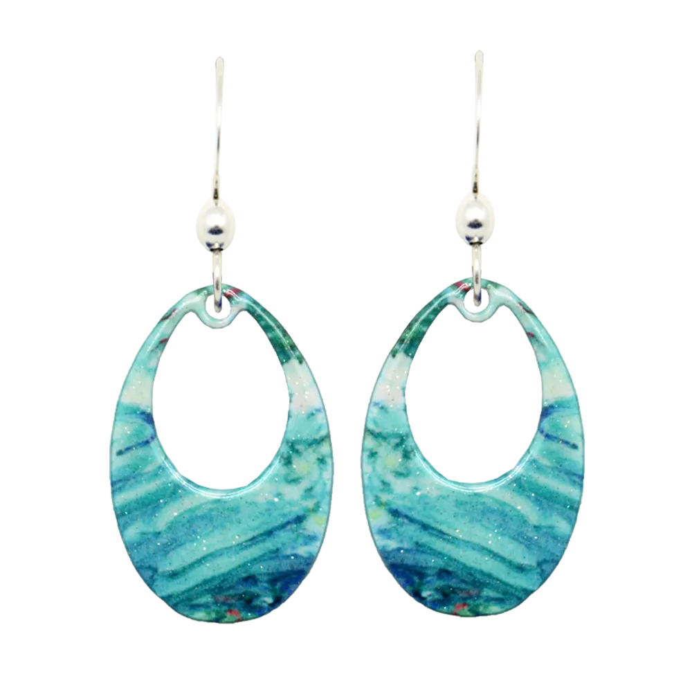 Blue Water Earrings, Sterling Silver Earwires, Item# 2268
