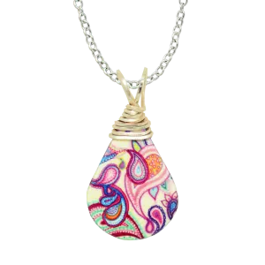 Boho Paisley Necklace, Sterling Silver Earwires, Item# 4334X