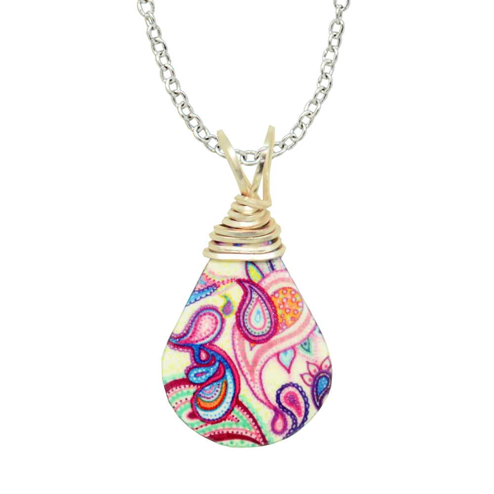 Boho Paisley Necklace, Sterling Silver Earwires, Item# 4334X