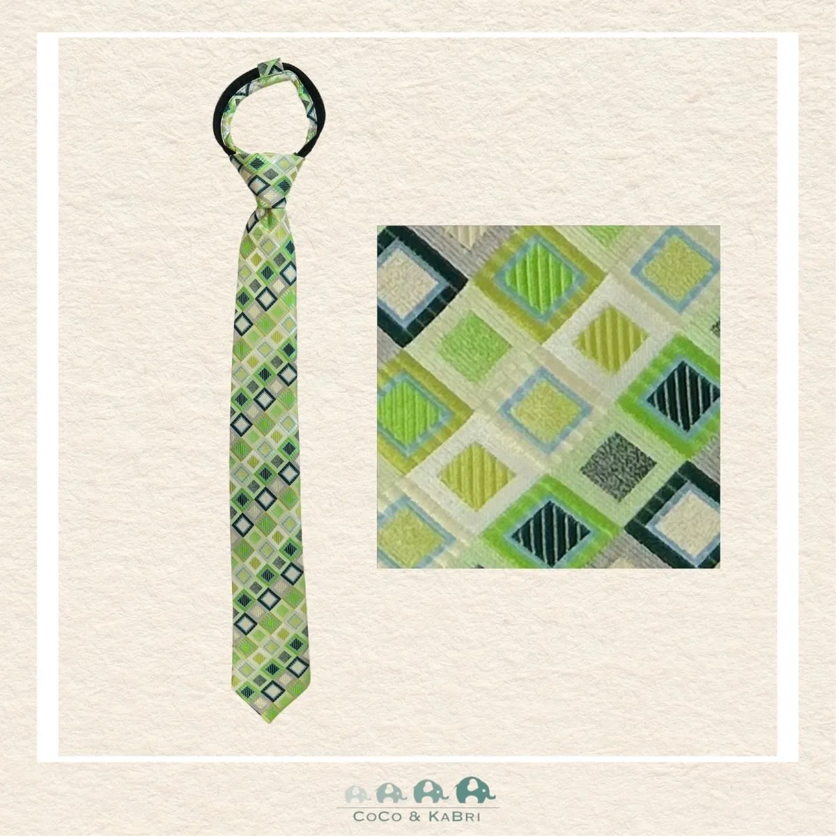Boys Zipper Tie - Green 17"