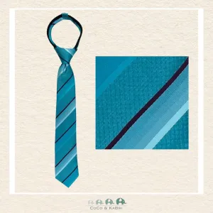 Boys Zipper Tie - Teal/Burgandy/Navy 14"