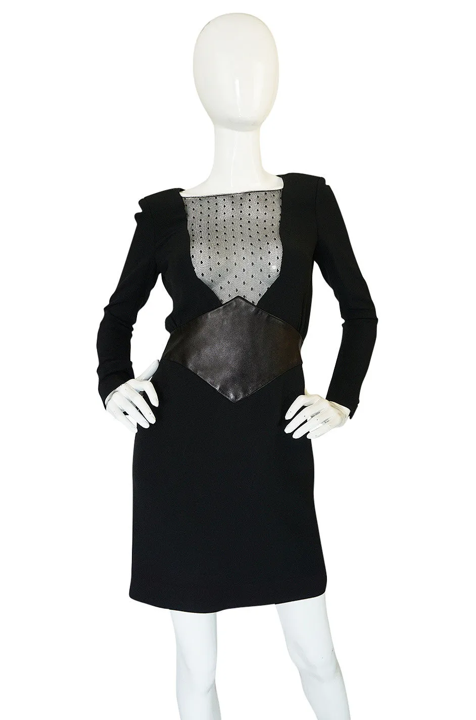 c2014 Hedi Slimane for Saint Laurent Lace & Leather Dress