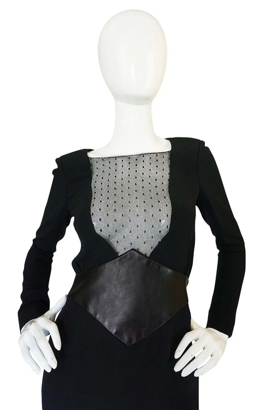 c2014 Hedi Slimane for Saint Laurent Lace & Leather Dress