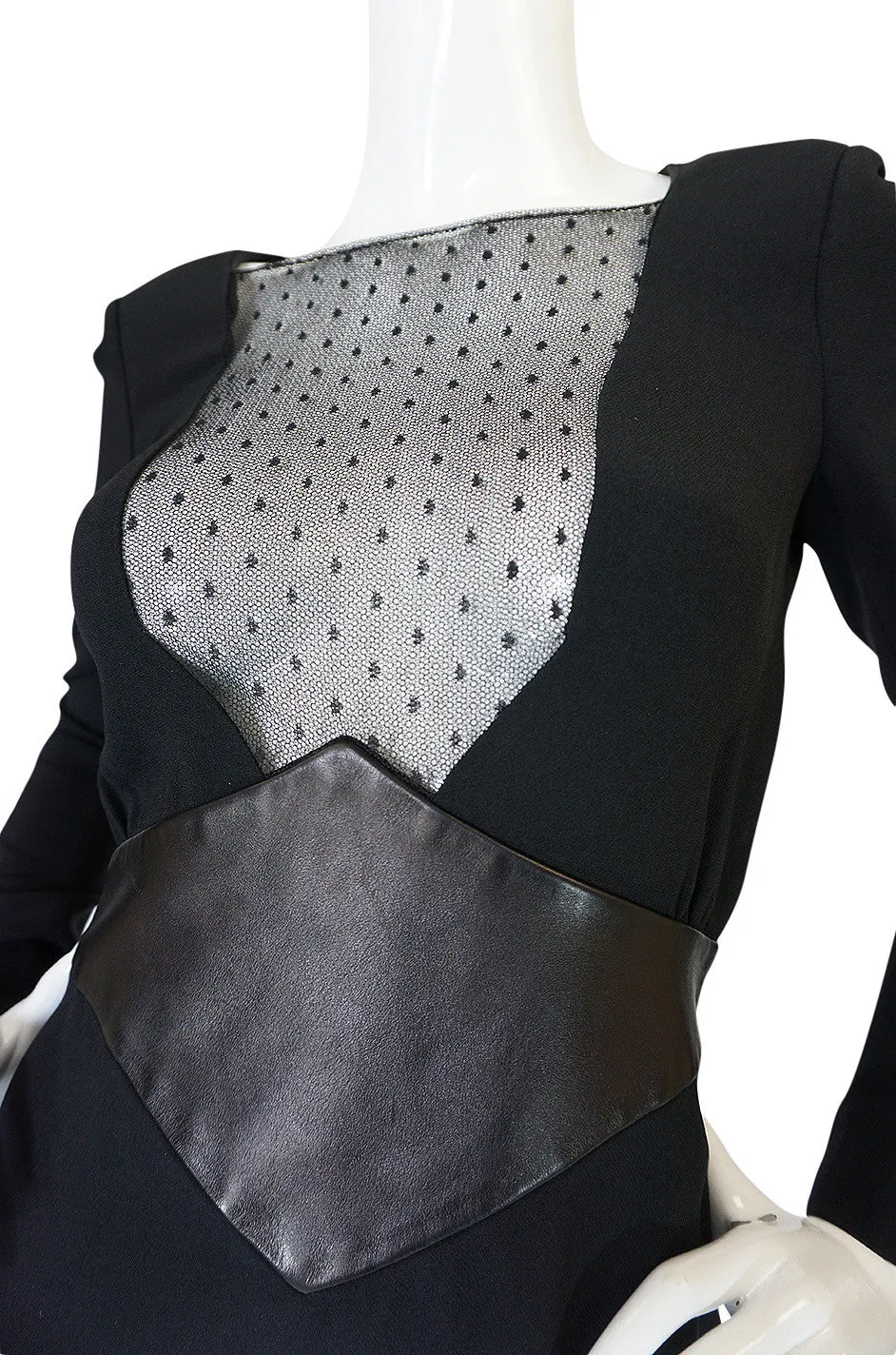 c2014 Hedi Slimane for Saint Laurent Lace & Leather Dress