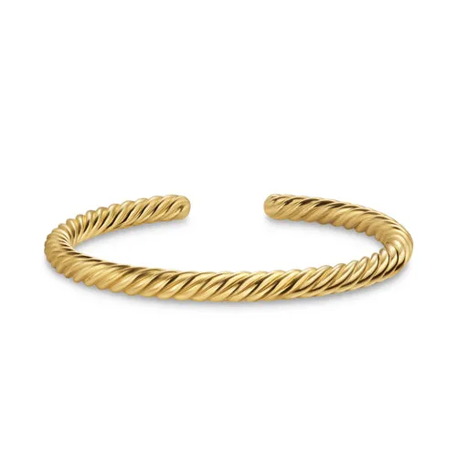 Cable Cuff Bracelet in 18K Yellow Gold, 6mm, Size Large