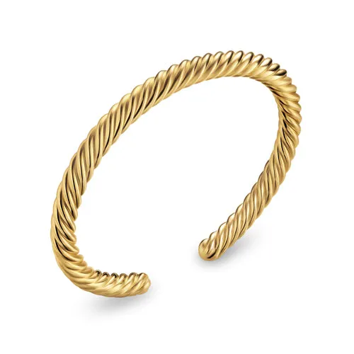 Cable Cuff Bracelet in 18K Yellow Gold, 6mm, Size Large