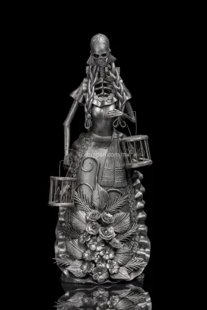 Catrina with Parrots Mexican Day of the Dead sculpture