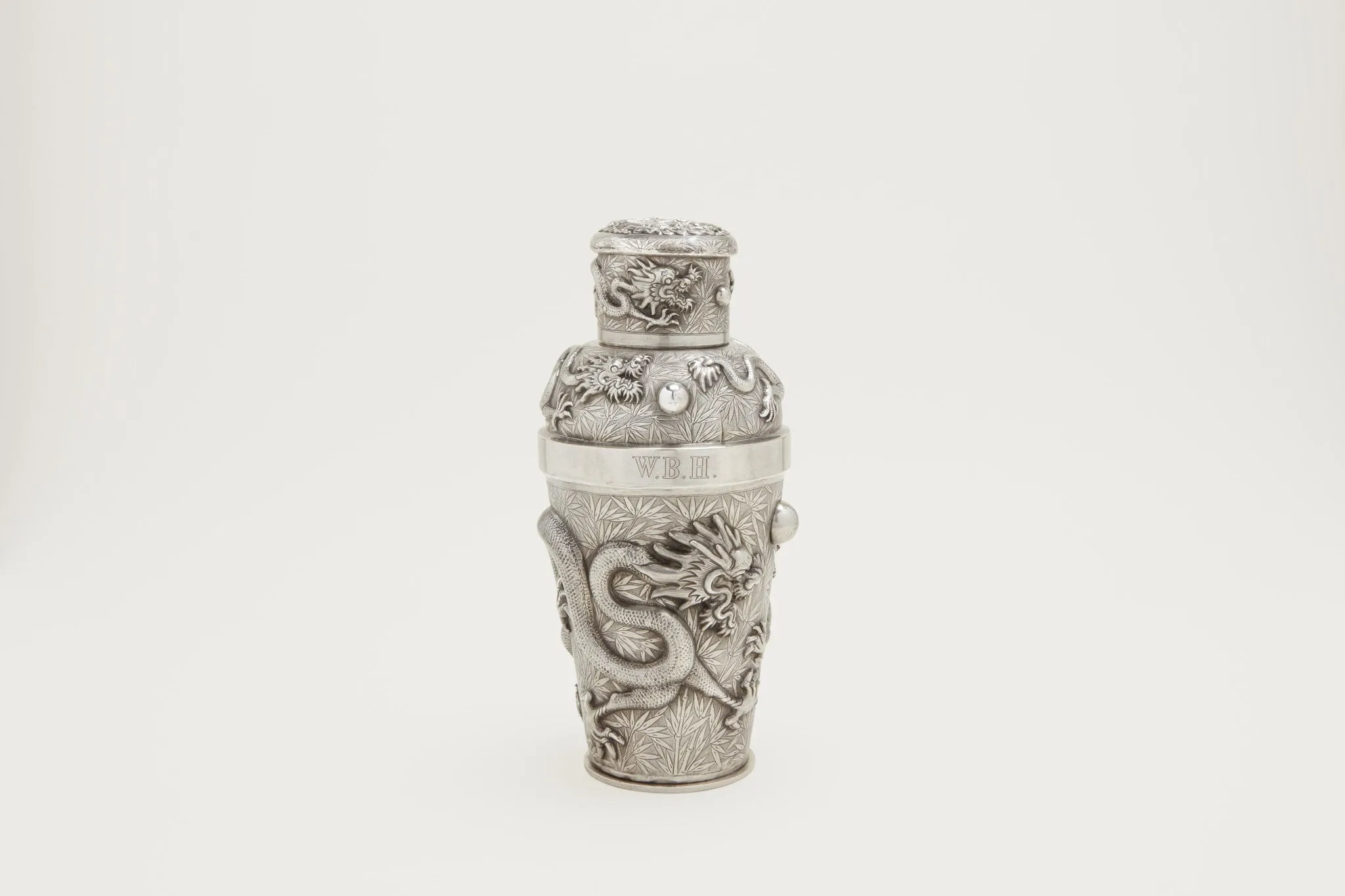 Chinese Export Silver Dragon Cocktail Shaker