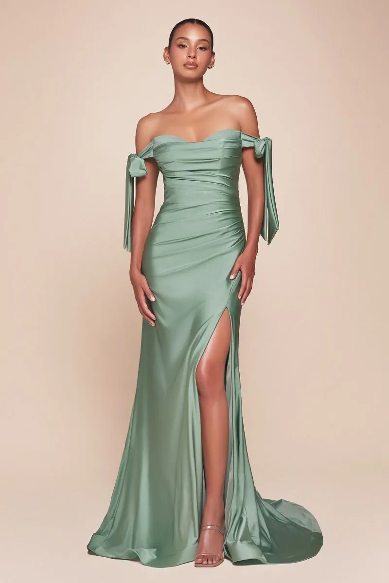 Cinderella Divine CD943C Long Fitted Stretch Jersey Formal Dress Off Shoulder