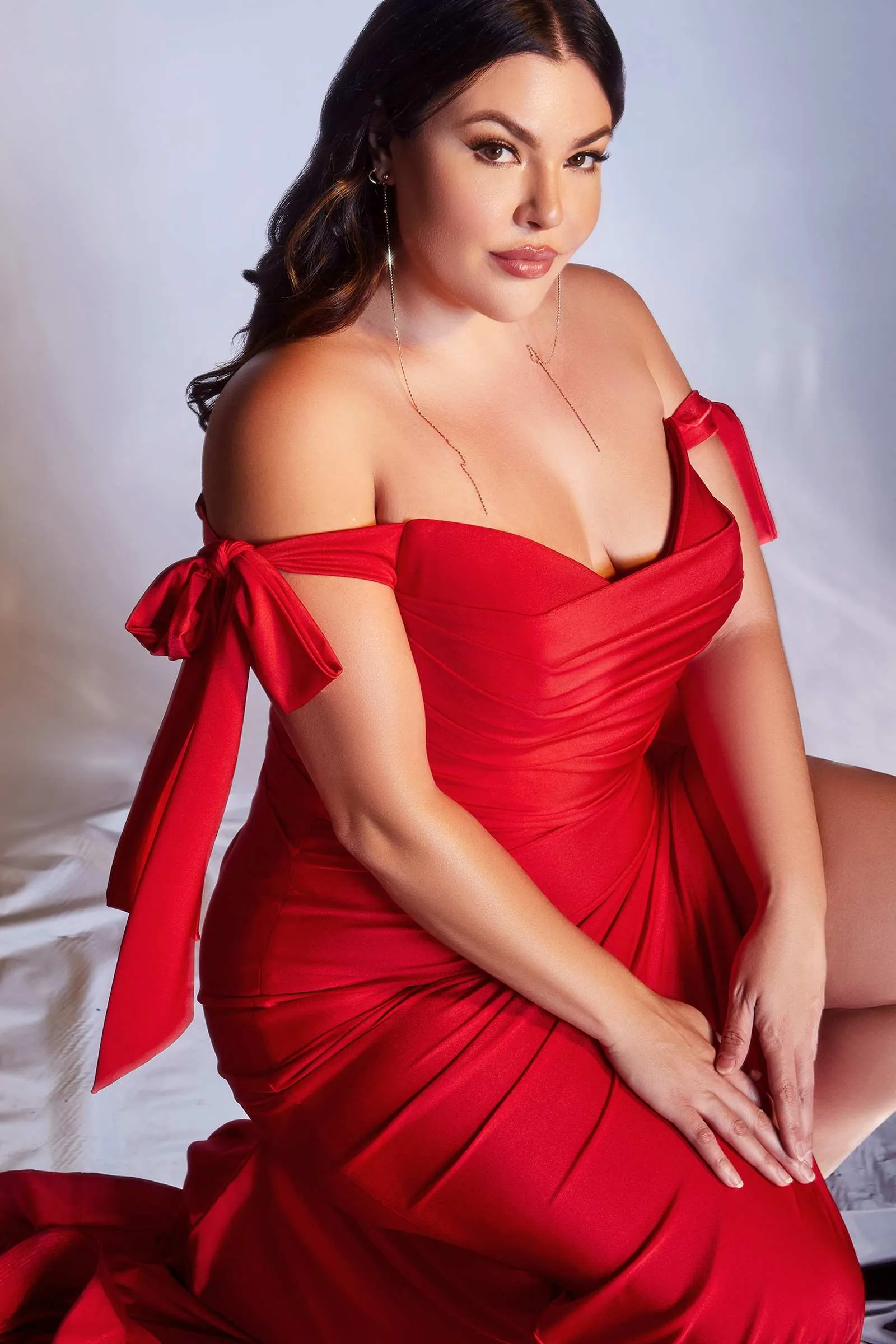 Cinderella Divine CD943C Long Fitted Stretch Jersey Formal Dress Off Shoulder
