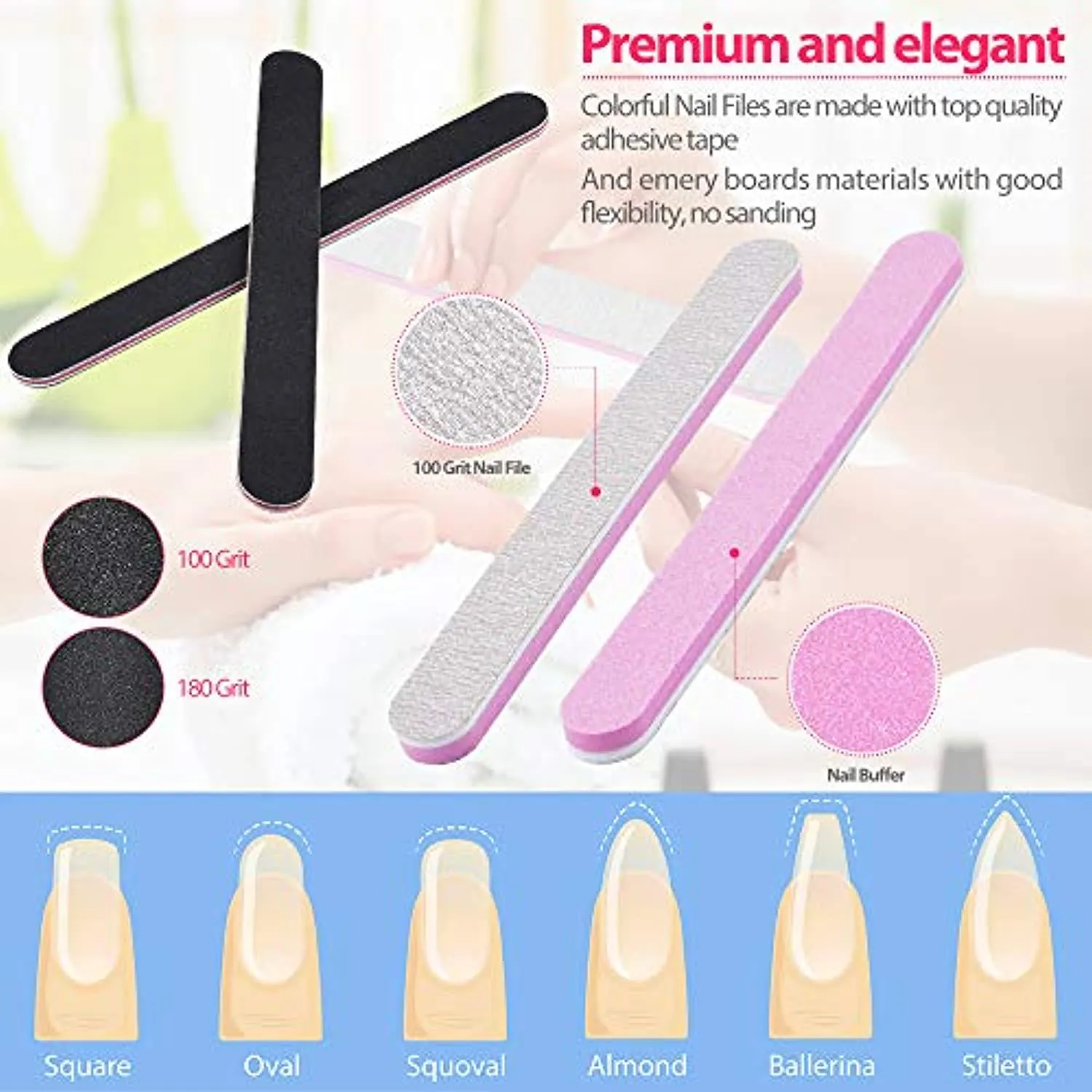 Clear Coffin Nail Tips Set, MORGLES 500 Pcs Clear Fake Nails French Tip Nails Acrylic Long Coffin Half Cover Nail Tips Ballerina False Nails with Nail Clipper Files and Glues,Cuticle Pusher and Fork