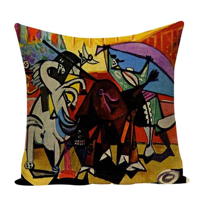 Colorful Impressionist Style Cushion Covers