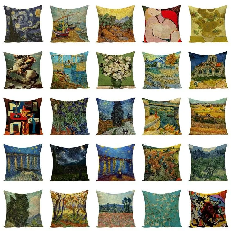 Colorful Impressionist Style Cushion Covers