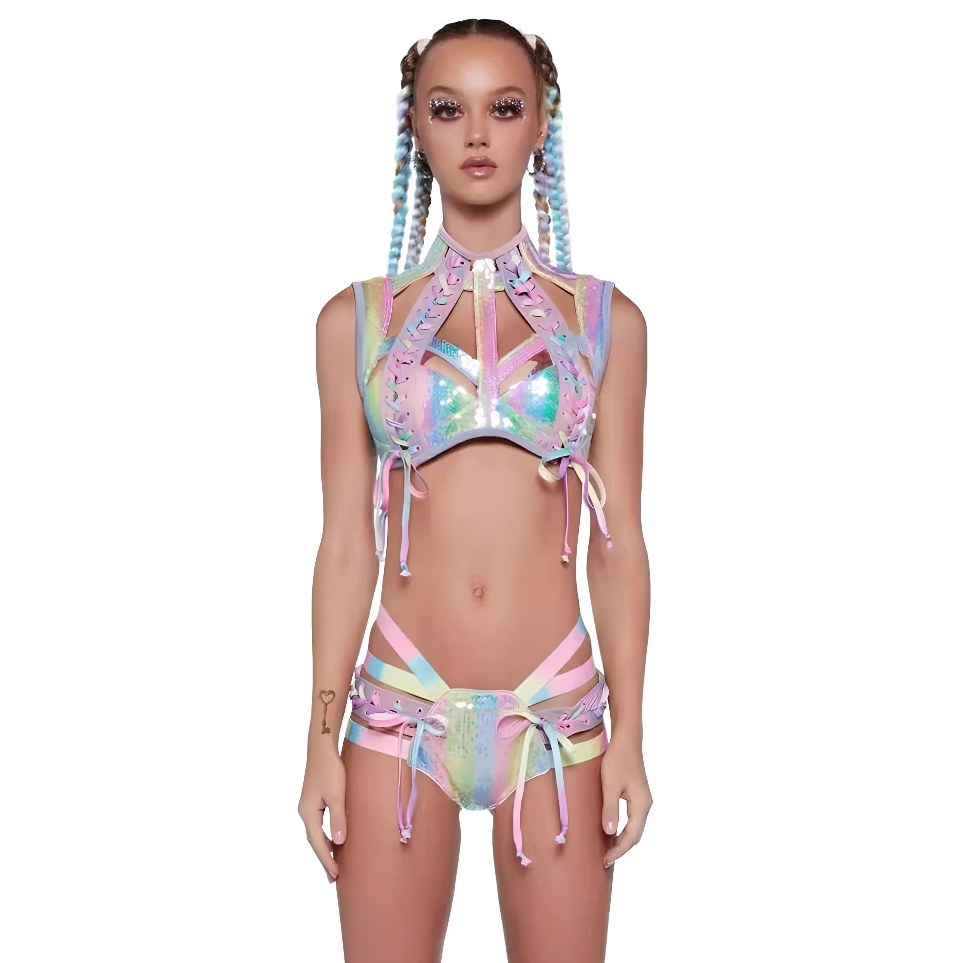 Colorful Laser Bikini Set - Sexy Rave & Pole Dance Outfit