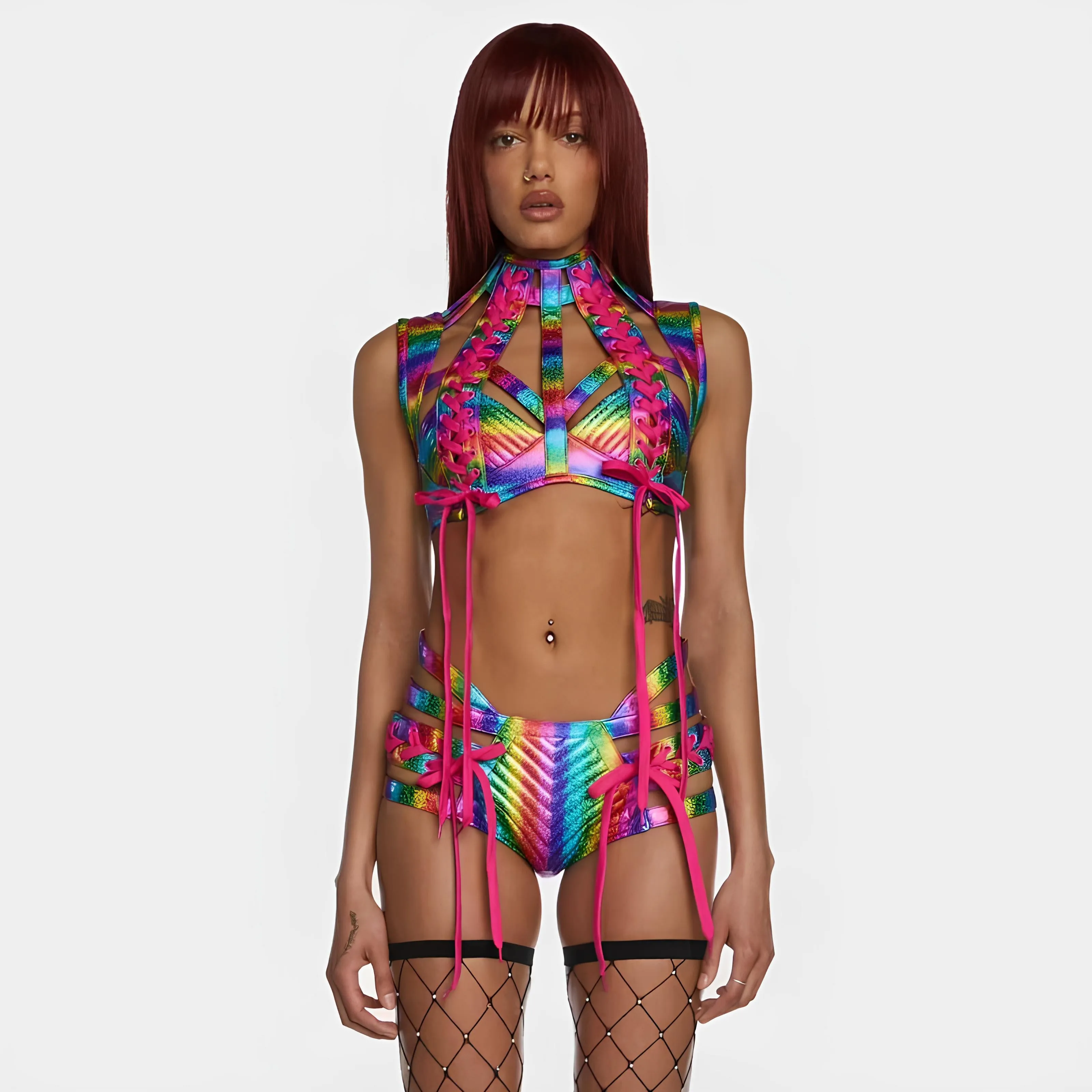 Colorful Laser Bikini Set - Sexy Rave & Pole Dance Outfit