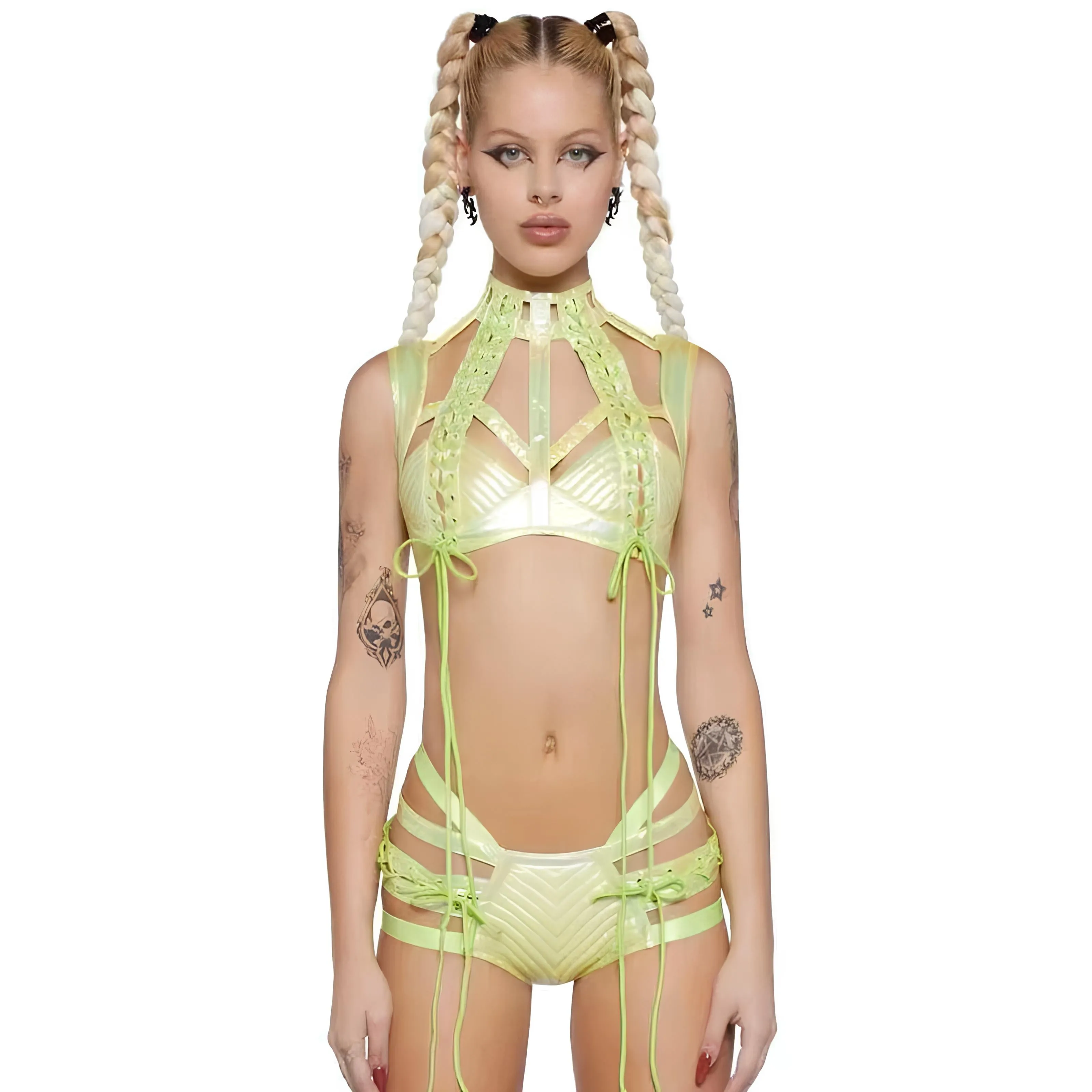 Colorful Laser Bikini Set - Sexy Rave & Pole Dance Outfit
