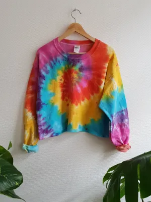 Colorful Tie-Dye Crop Sweatshirt