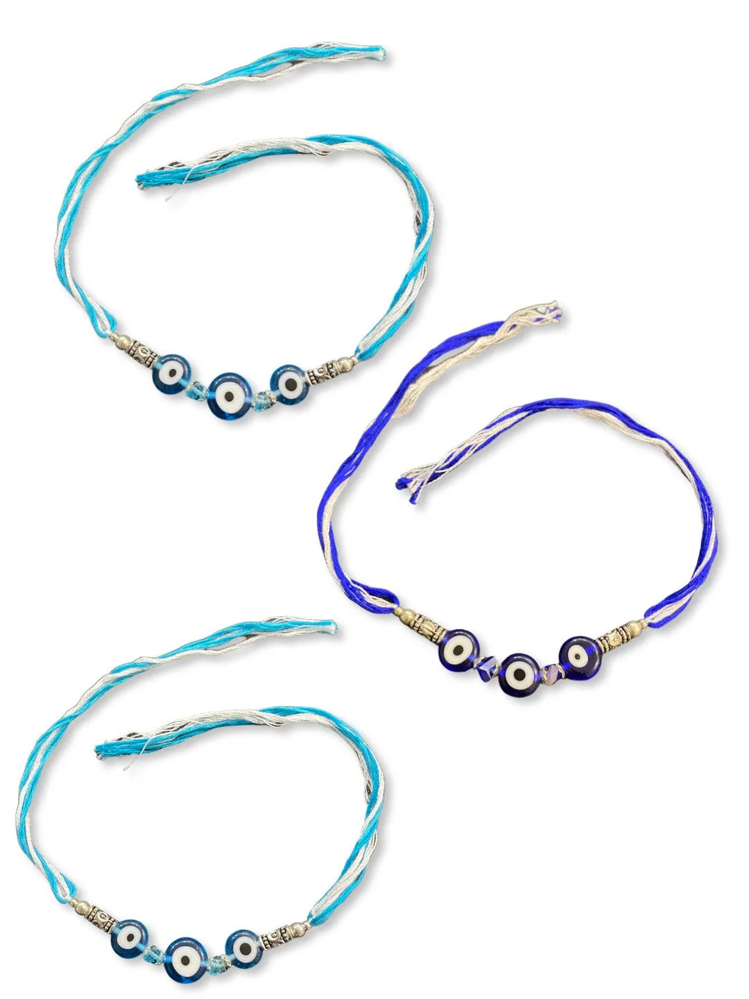 (COMBO of 3) Fancy Evil Eye Rakhi Design Turkish Charm Multicoloured Mauli Raksha Bandhan
