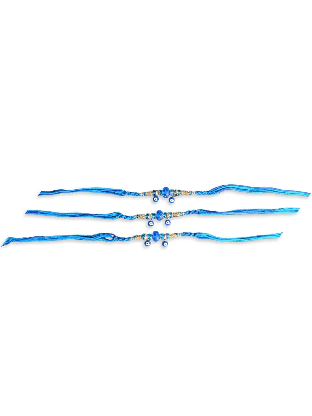 (COMBO of 3) Fancy Evil Eye Rakhi Design Turkish Charm Multicoloured Mauli Raksha Bandhan