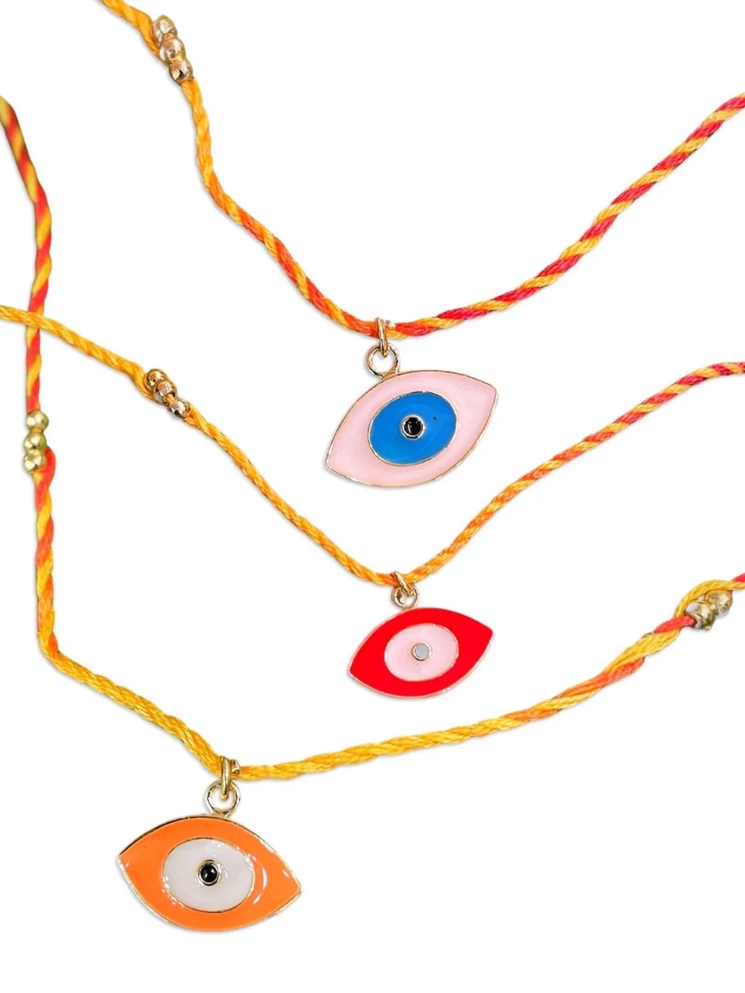 (COMBO of 3) Fancy Evil Eye Rakhi Designs Turkish Charm Multicoloured Mauli Raksha Bandhan