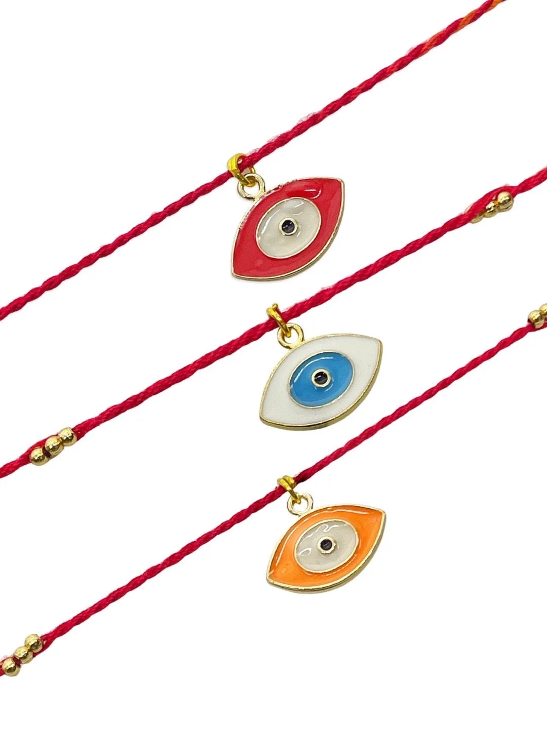 (COMBO of 3) Fancy Evil Eye Rakhi Designs Turkish Charm Multicoloured Mauli Raksha Bandhan