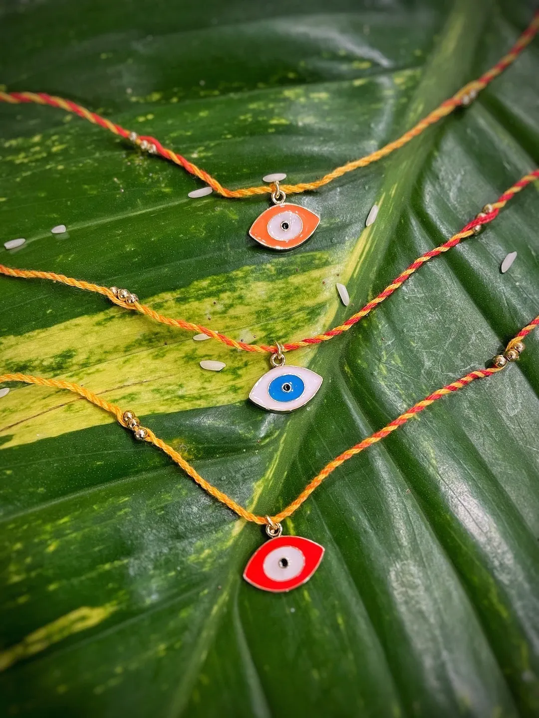 (COMBO of 3) Fancy Evil Eye Rakhi Designs Turkish Charm Multicoloured Mauli Raksha Bandhan