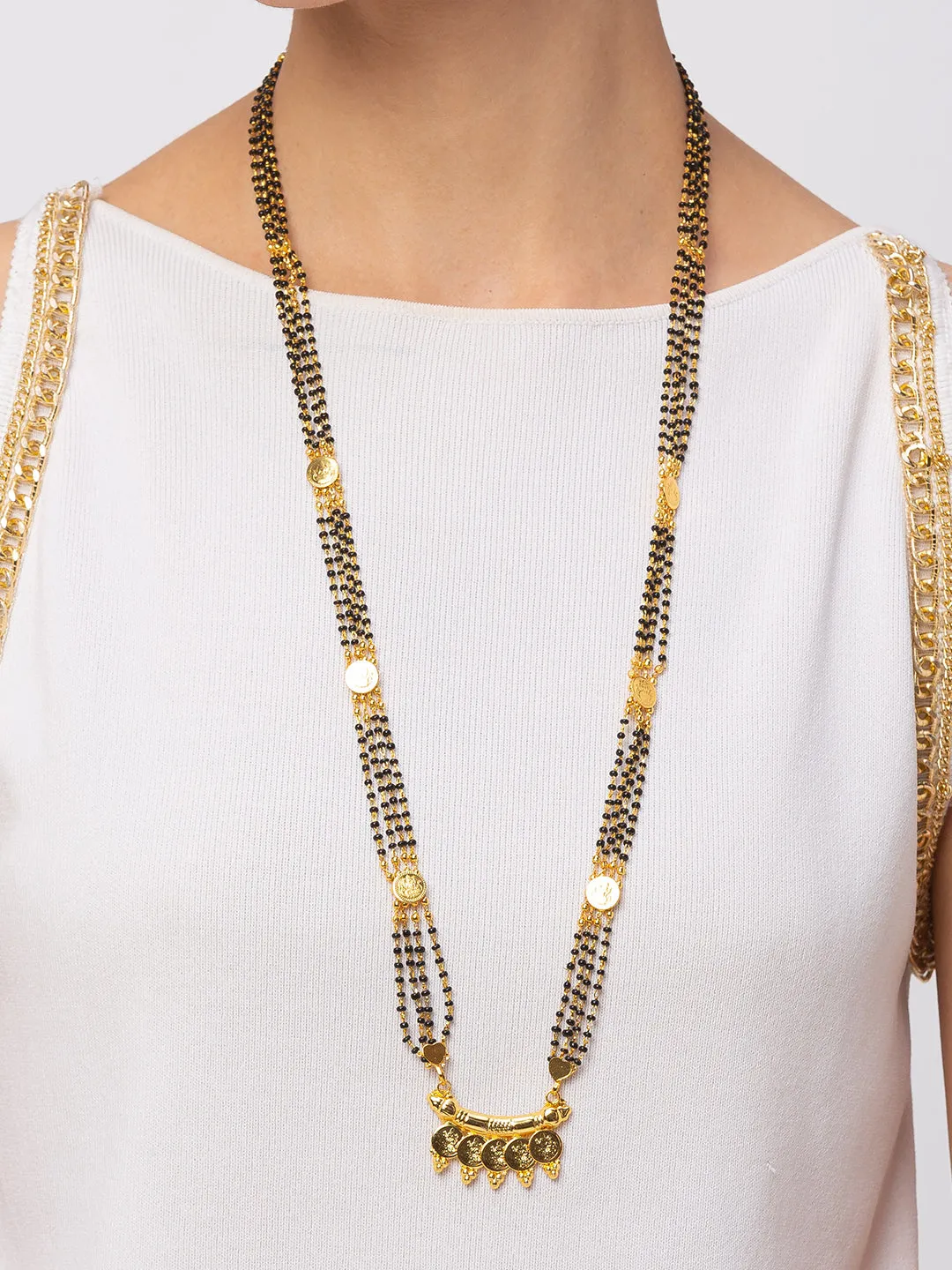 Combo Set of 2 Gold Plated Long Mangalsutra Designs and Short Mangalsutra Designs Ball Shape Pendant