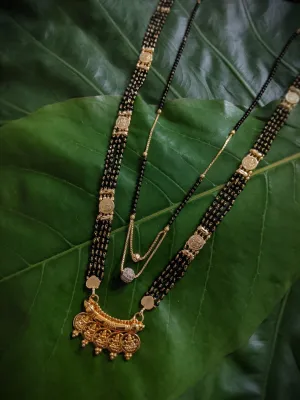 Combo Set of 2 Gold Plated Long Mangalsutra Designs and Short Mangalsutra Designs Ball Shape Pendant