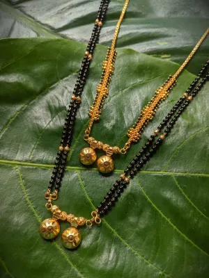Combo Set of 2 Gold Plated Short Mangalsutra Designs and Long Mangalsutra Designs with Vati Pendant