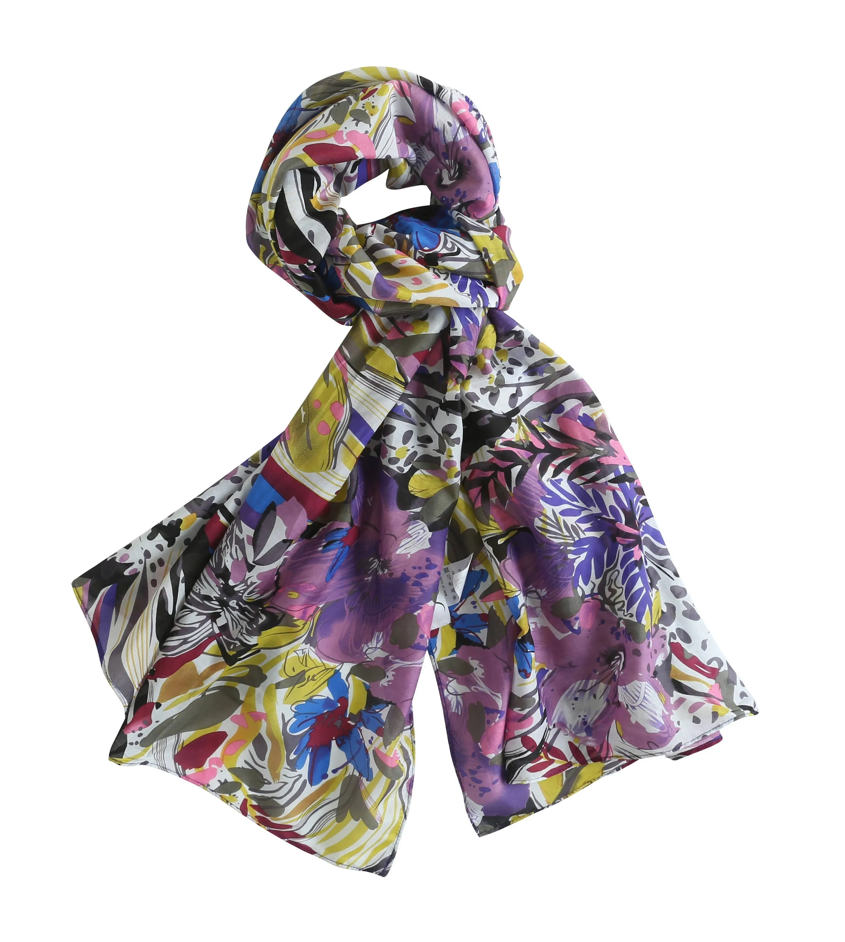 Cotton Silk Oblong Scarf, Floral Print Cotton Silk Scarf, Multi-Colored Cotton Silk Scarf, Mother's Day Gift