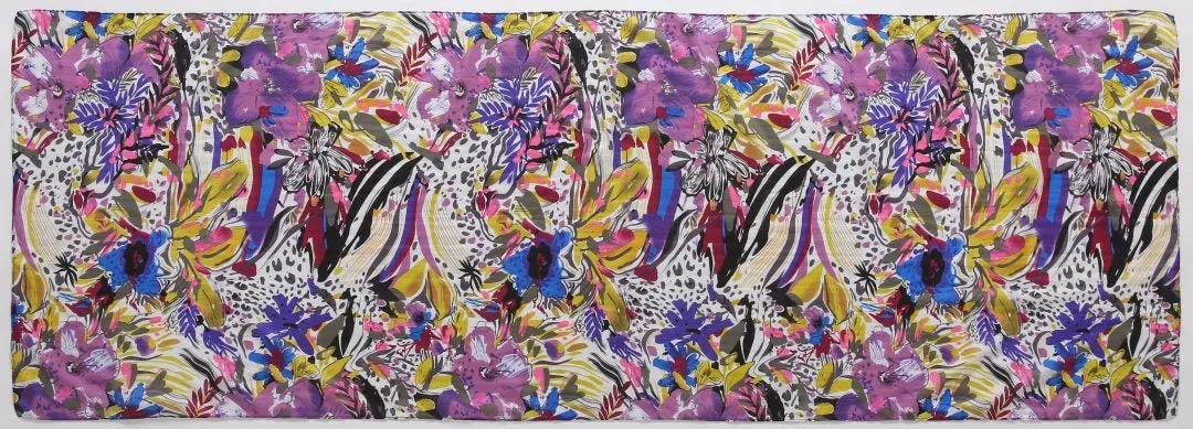Cotton Silk Oblong Scarf, Floral Print Cotton Silk Scarf, Multi-Colored Cotton Silk Scarf, Mother's Day Gift