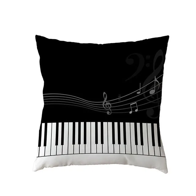 Cushion Cover Music Notes Guitar 43*43Cm Square Butterfly Piano Decor Pillow