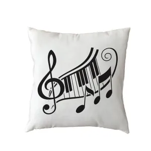 Cushion Cover Music Notes Guitar 43*43Cm Square Butterfly Piano Decor Pillow