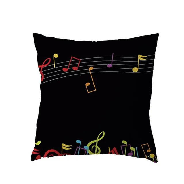 Cushion Cover Music Notes Guitar 43*43Cm Square Butterfly Piano Decor Pillow