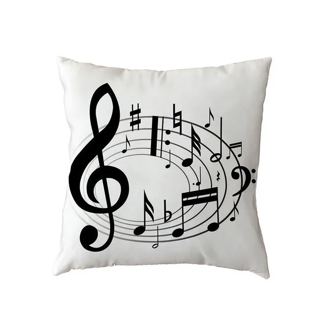 Cushion Cover Music Notes Guitar 43*43Cm Square Butterfly Piano Decor Pillow