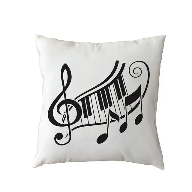 Cushion Cover Music Notes Guitar 43*43Cm Square Butterfly Piano Decor Pillow