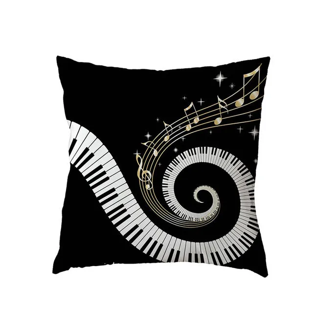 Cushion Cover Music Notes Guitar 43*43Cm Square Butterfly Piano Decor Pillow