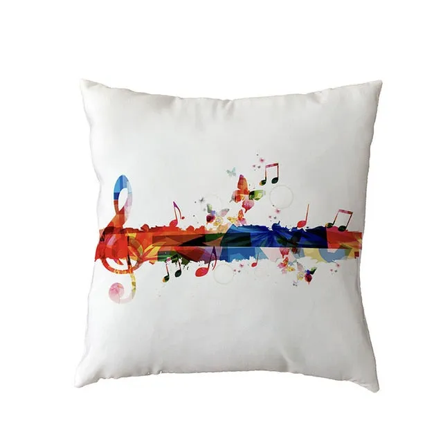 Cushion Cover Music Notes Guitar 43*43Cm Square Butterfly Piano Decor Pillow