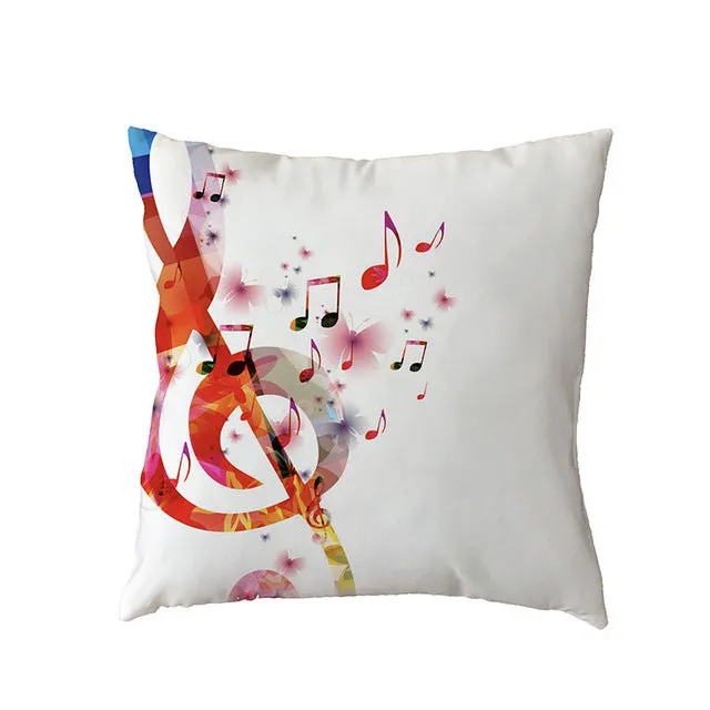 Cushion Cover Music Notes Guitar 43*43Cm Square Butterfly Piano Decor Pillow
