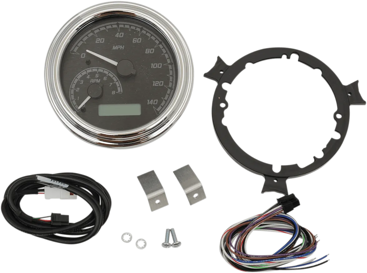 Dakota Digital MVX-2004-KG-C MVX Series Fatbob Analog/Digital Gauge System - Black/Gray Chrome